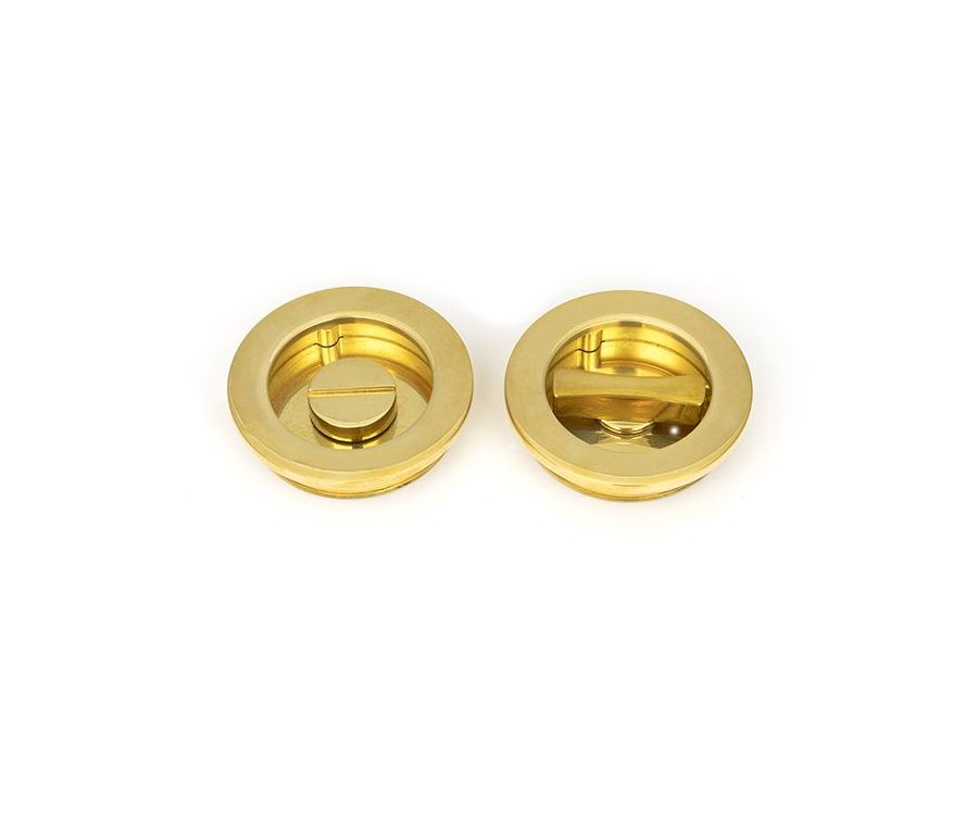 Polished Brass 60mm Plain Round Flush Pull Handle - Privacy | 47171