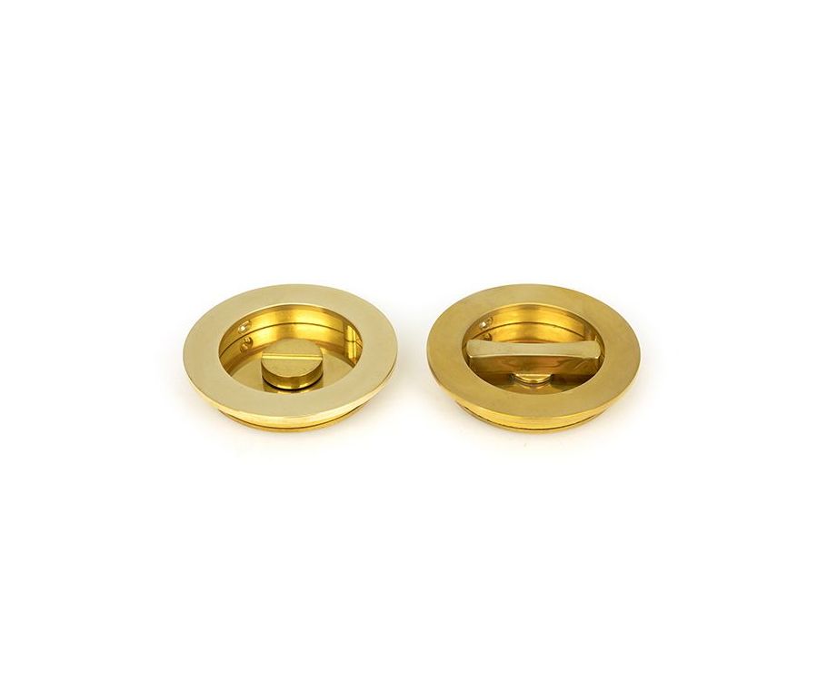 Polished Brass 75mm Plain Round Flush Pull Handle - Privacy | 47172