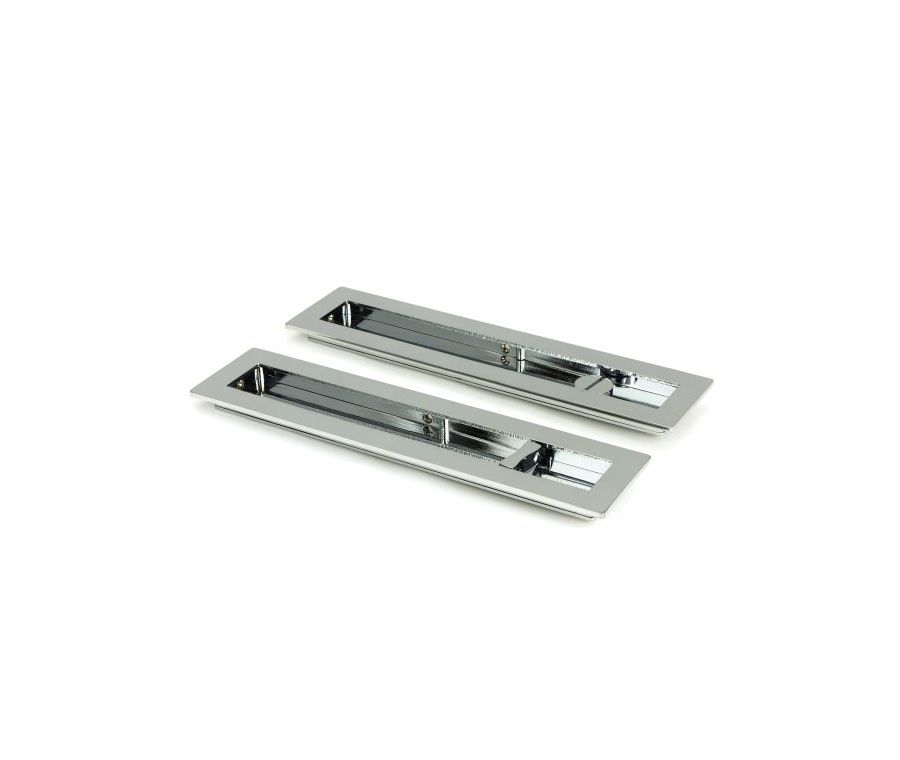 Polished Chrome 250mm Plain Rectangular Flush Pull - Privacy | 47182