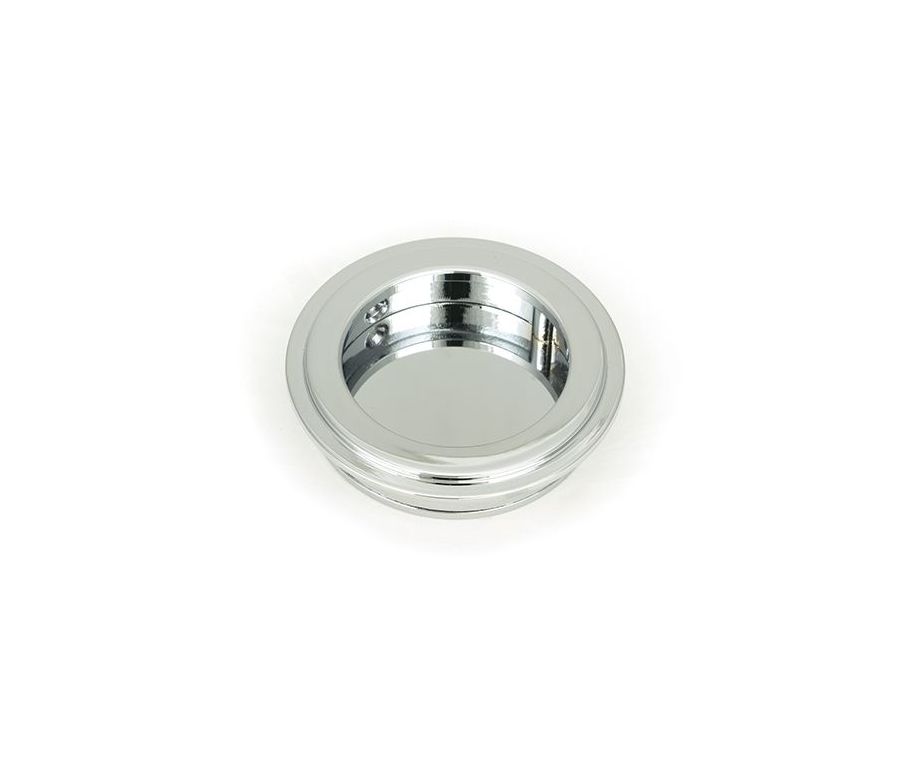 Polished Chrome 60mm Art Deco Round Flush Pull Handle | 47183