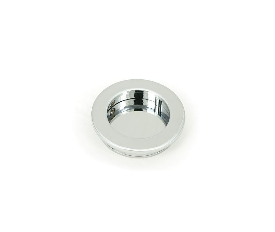 Polished Chrome 60mm Plain Round Flush Pull Handle | 47185