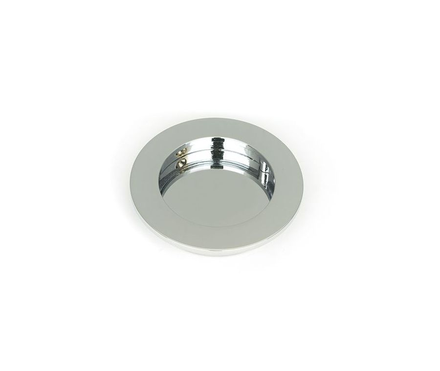 Polished Chrome 75mm Plain Round Flush Pull Handle | 47186