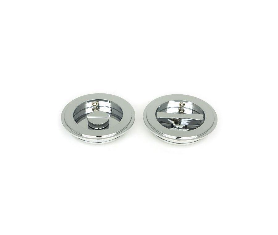 Polished Chrome 75mm Art Deco Round Flush Pull Handle - Privacy | 47188