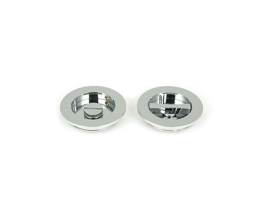 Polished Chrome 75mm Plain Round Flush Pull Handle - Privacy | 47190