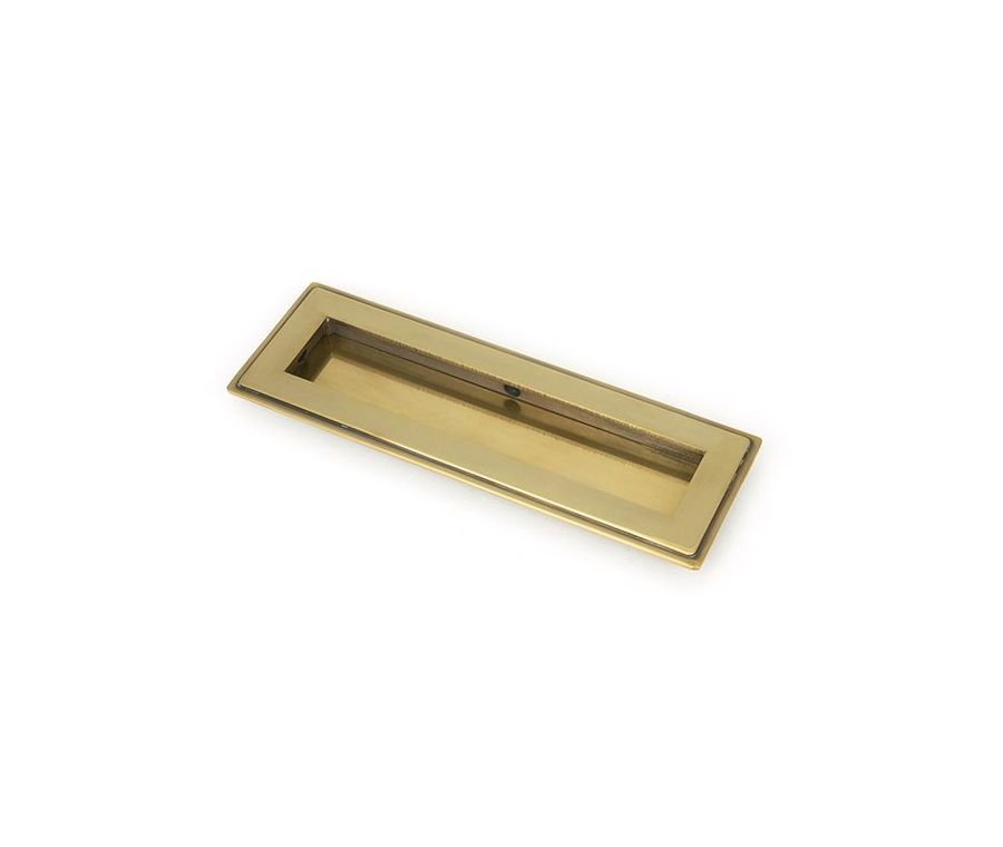 Aged Brass 175mm Art Deco Rectangular Flush Pull Handle | 48300