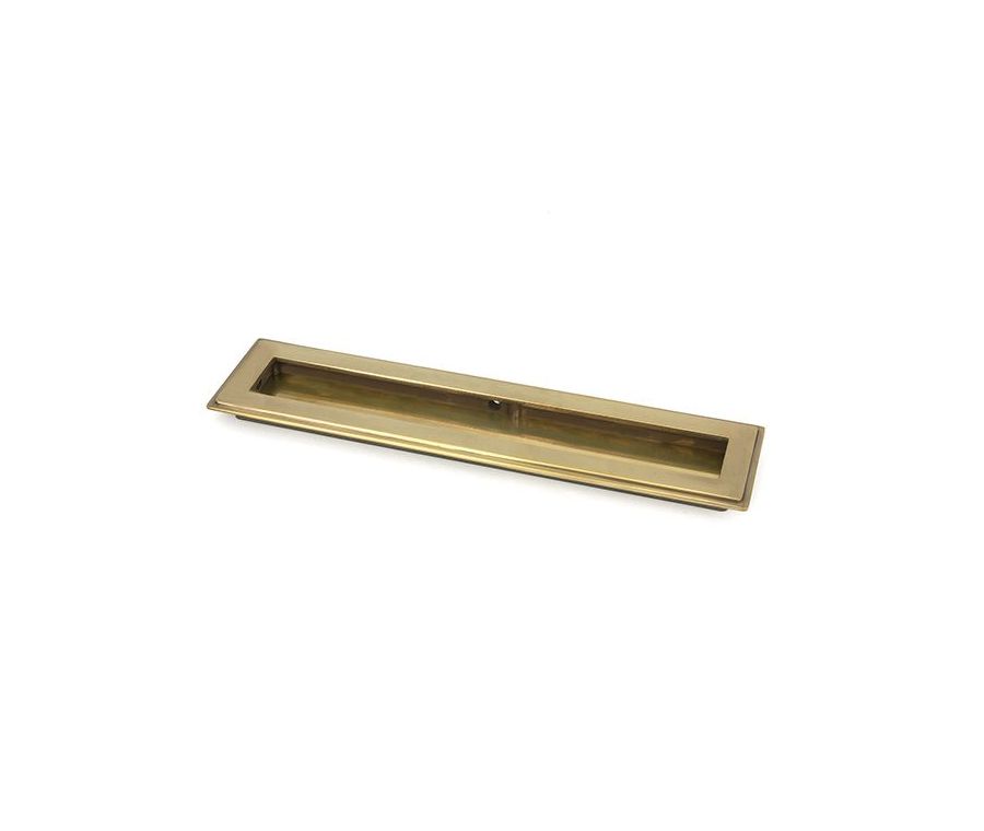 Aged Brass 250mm Art Deco Rectangular Flush Pull Handle | 48301
