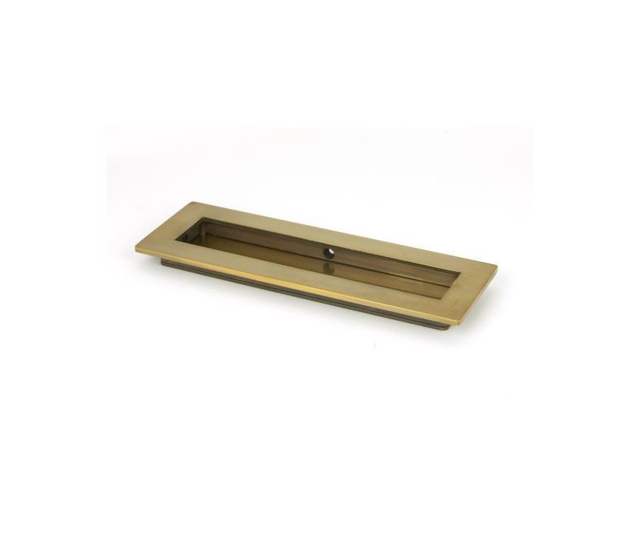 Aged Brass 175mm Plain Rectangular Flush Pull Handle | 48306