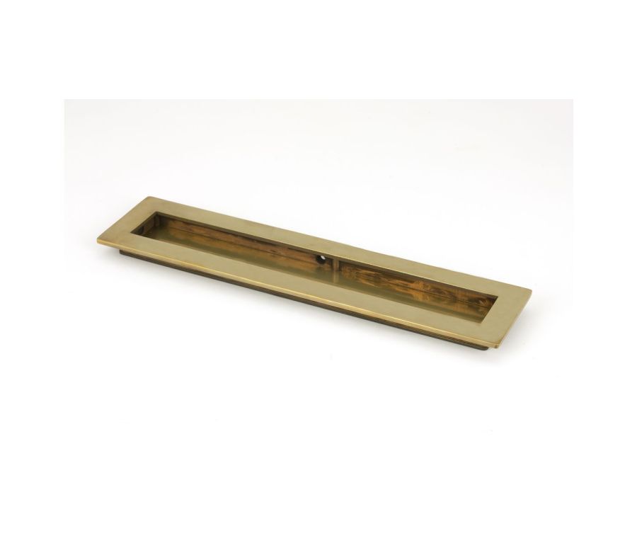Aged Brass 250mm Plain Rectangular Flush Pull Handle | 48307