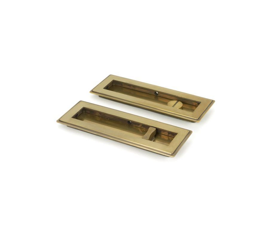 Aged Brass 175mm Art Deco Rectangular Flush Pull - Privacy | 48308