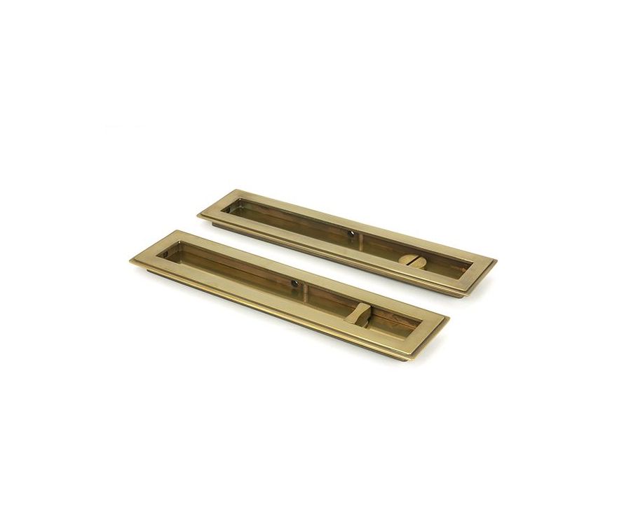 Aged Brass 250mm Art Deco Rectangular Flush Pull - Privacy | 48309