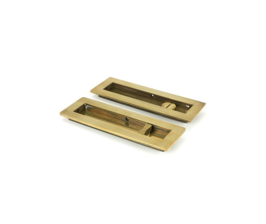 Aged Brass 175mm Plain Rectangular Flush Pull - Privacy | 48314