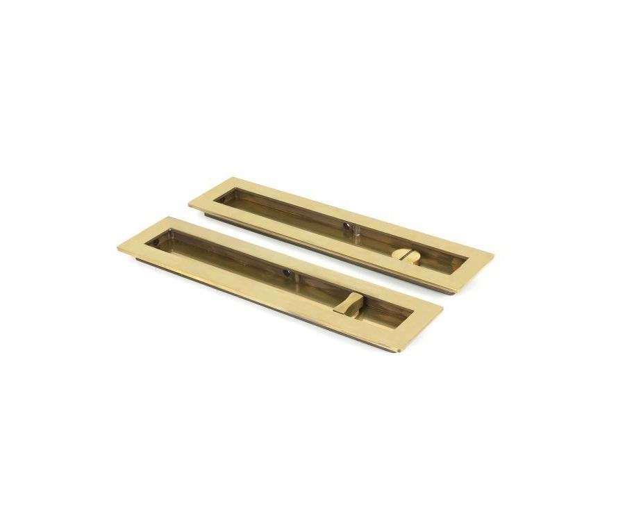 Aged Brass 250mm Plain Rectangular Flush Pull - Privacy | 48315