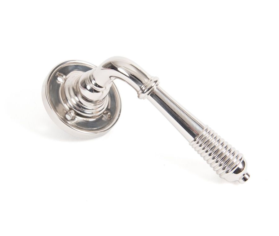 Polished Nickel Reeded Lever on rose | 50087