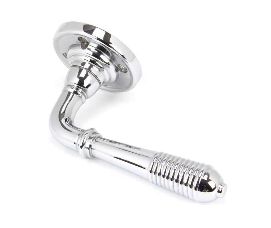 Polished Chrome Reeded Lever on rose | 50088