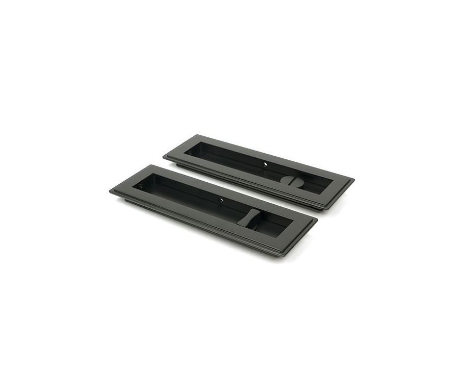 Aged Bronze 175mm Art Deco Rectangular Flush Pull - Privacy | 50120