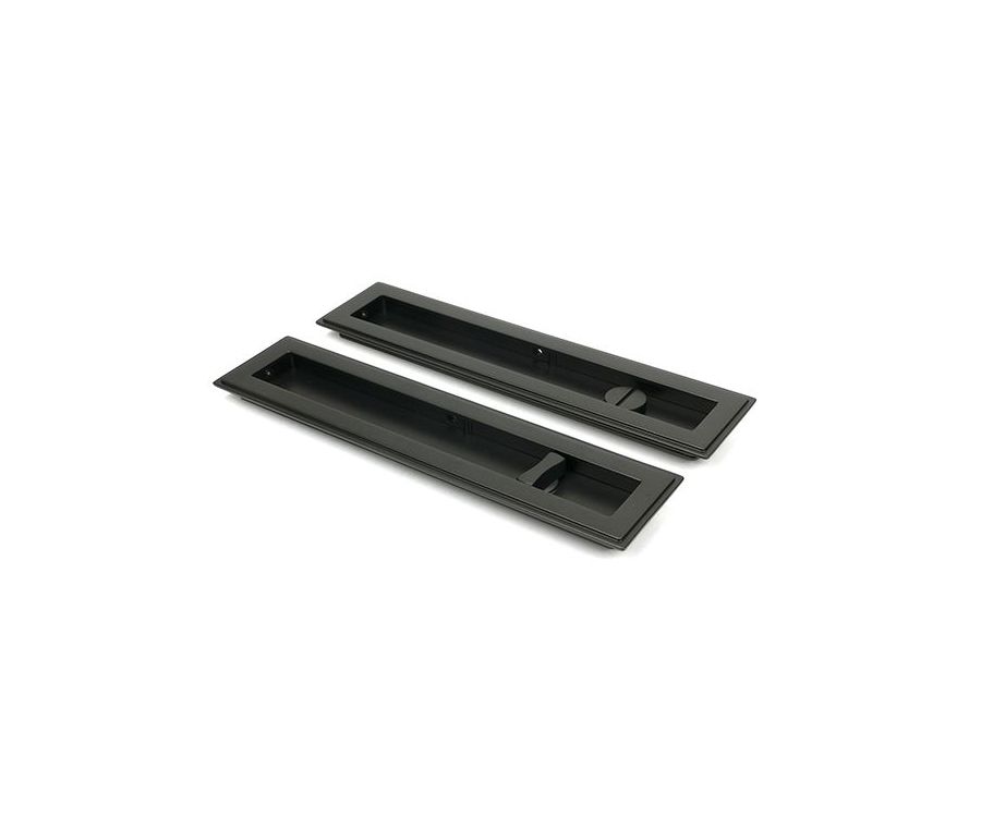 Aged Bronze 250mm Art Deco Rectangular Flush Pull - Privacy | 50121