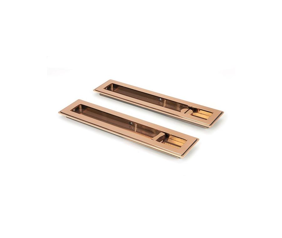 Polished Bronze 250mm Art Deco Rectangular Flush Pull - Privacy | 50139