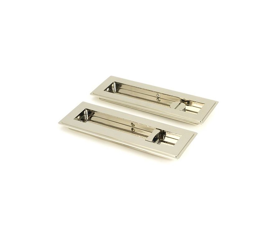 Polished Nickel 175mm Art Deco Rectangular Flush Pull - Privacy | 50156