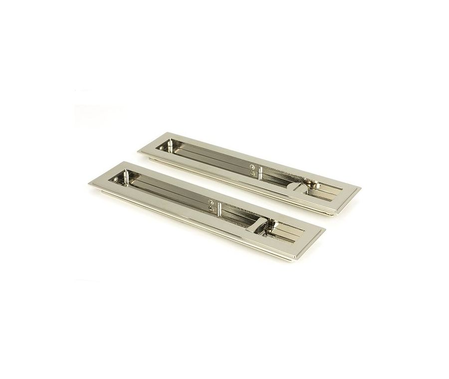 Polished Nickel 250mm Art Deco Rectangular Flush Pull - Privacy | 50157