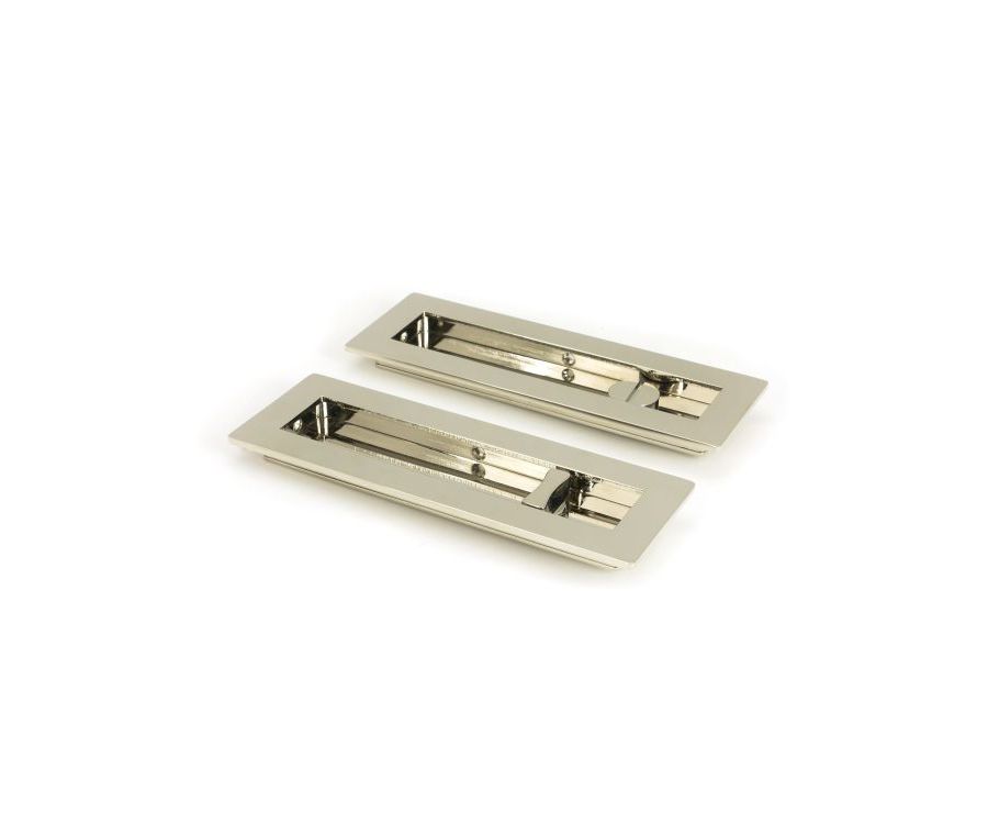 Polished Nickel 175mm Plain Rectangular Flush Pull - Privacy | 50158