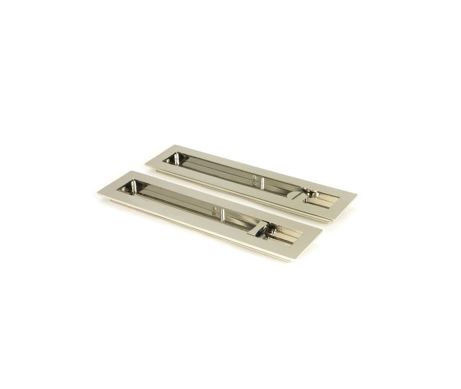 Polished Nickel 250mm Plain Rectangular Flush Pull - Privacy | 50159