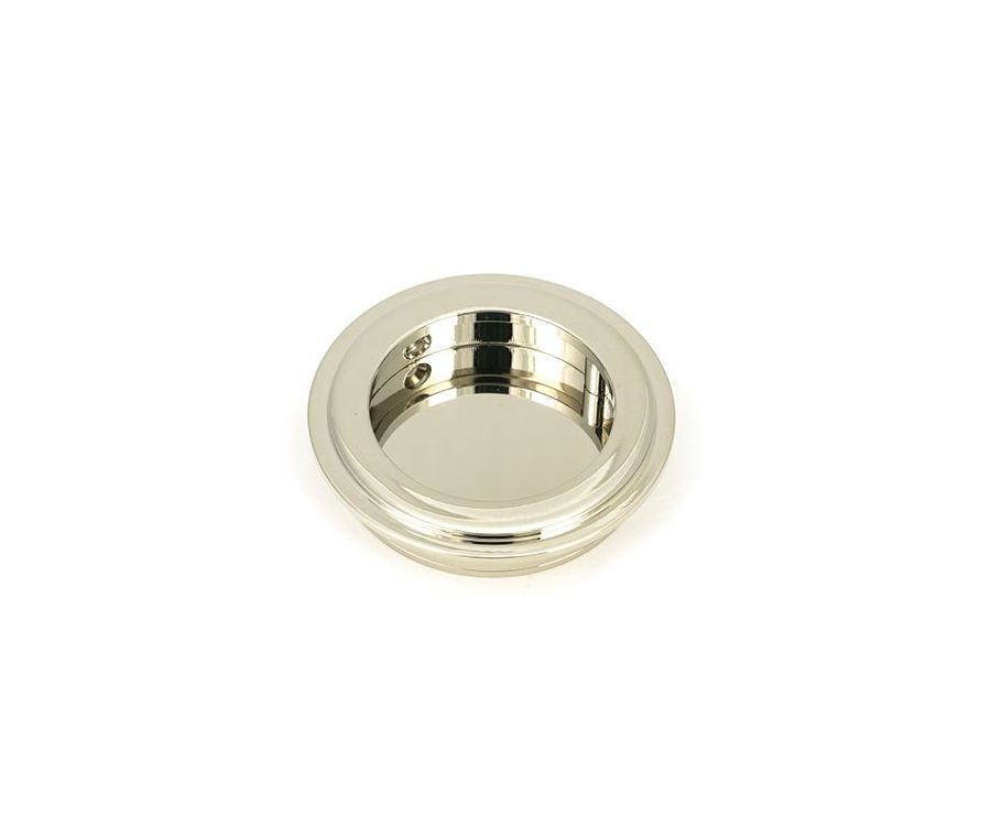Polished Nickel 60mm Art Deco Round Flush Pull Handle | 50160