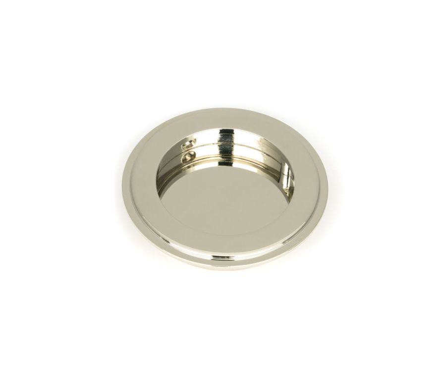 Polished Nickel 75mm Art Deco Round Flush Pull Handle | 50161
