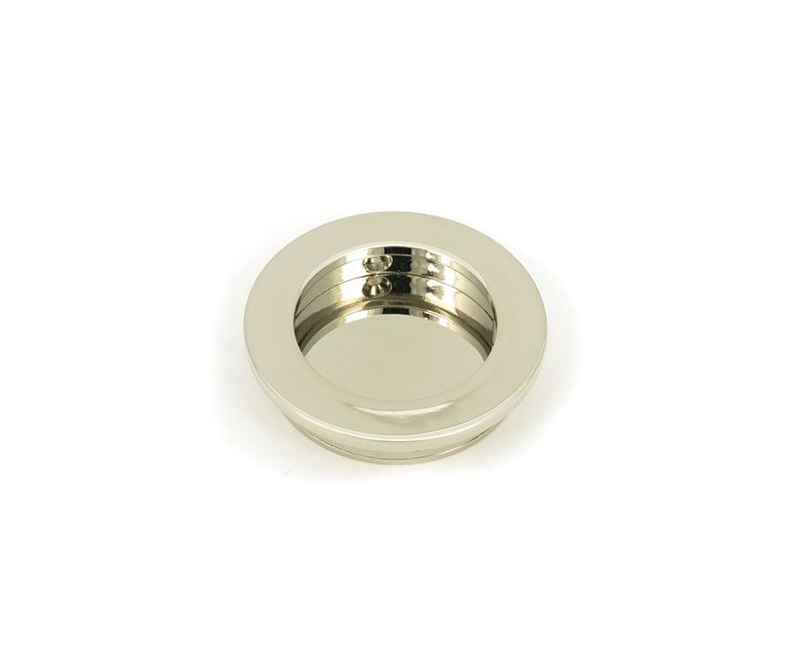 Polished Nickel 60mm Plain Round Flush Pull Handle | 50162