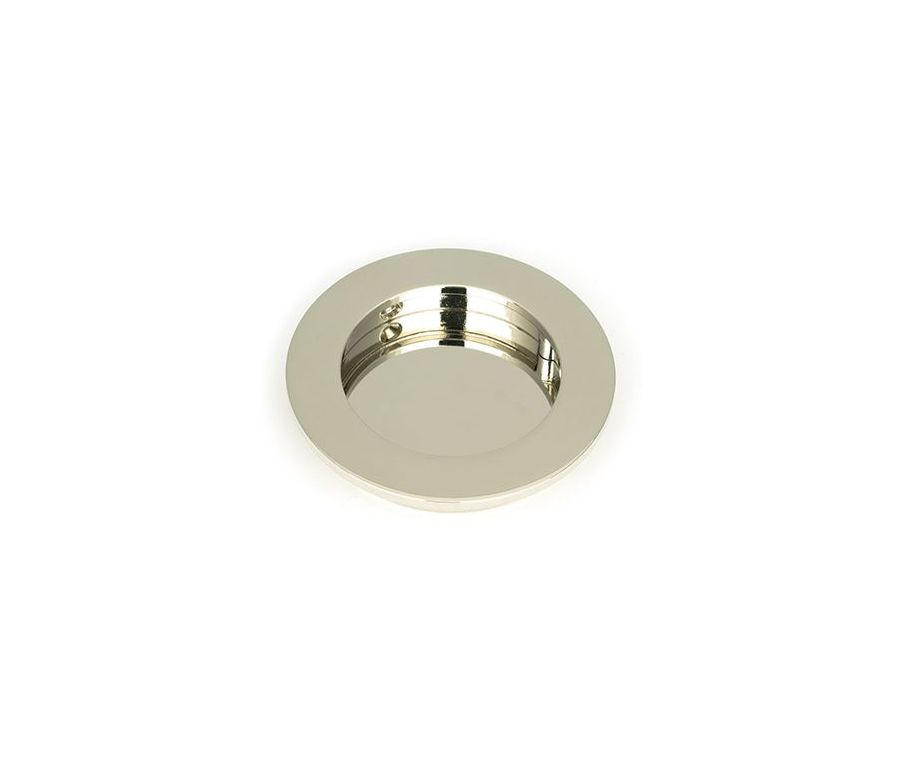 Polished Nickel 75mm Plain Round Flush Pull Handle | 50163
