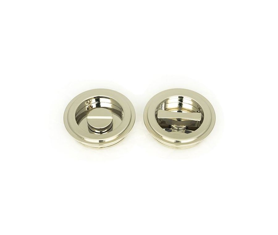 Polished Nickel 60mm Art Deco Round Flush Pull Handle - Privacy | 50164