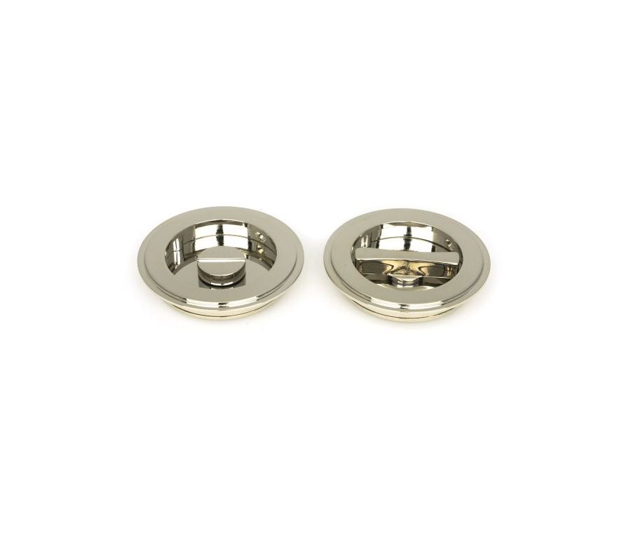 Polished Nickel 75mm Art Deco Round Flush Pull Handle - Privacy | 50165