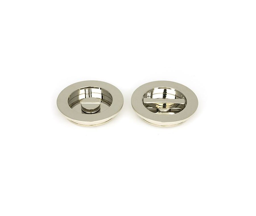 Polished Nickel 75mm Plain Round Flush Pull Handle - Privacy | 50167