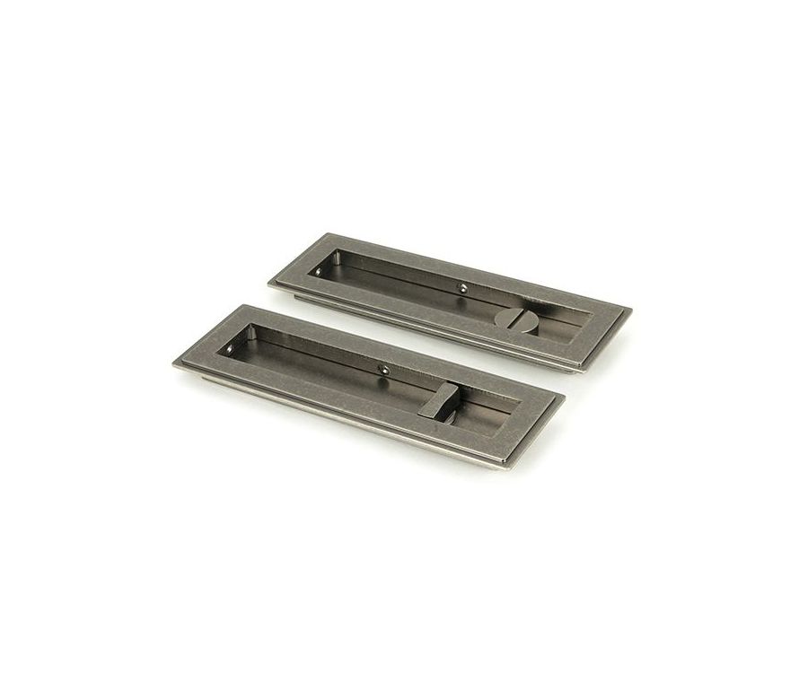 Pewter 175mm Art Deco Rectangular Flush Pull - Privacy | 50174