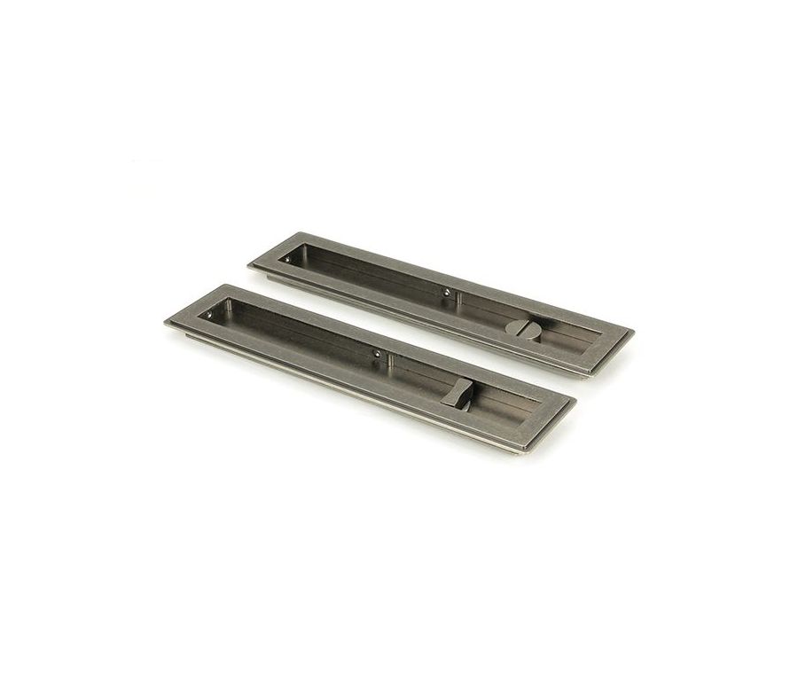 Pewter 250mm Art Deco Rectangular Flush Pull - Privacy | 50175