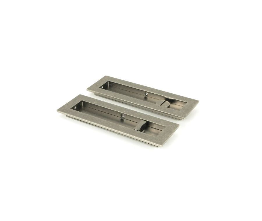 Pewter 175mm Plain Rectangular Flush Pull - Privacy | 50176