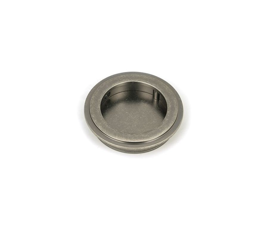 Pewter 60mm Art Deco Round Flush Pull Handle | 50178