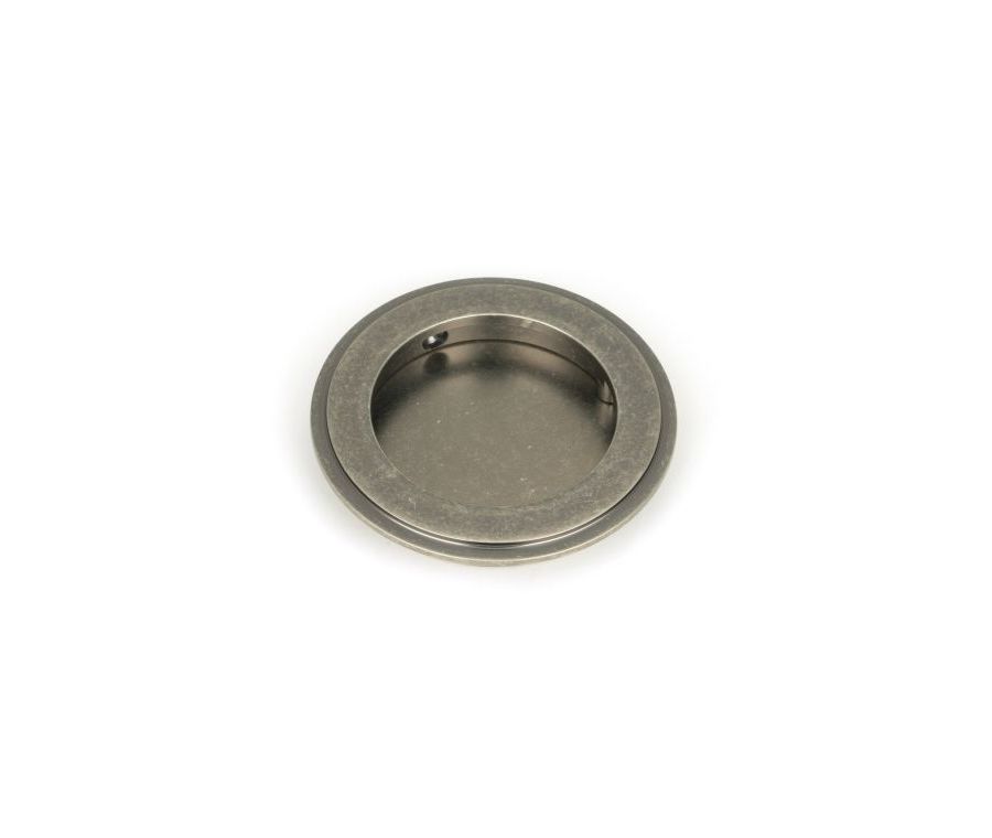 Pewter 75mm Art Deco Round Flush Pull Handle | 50179