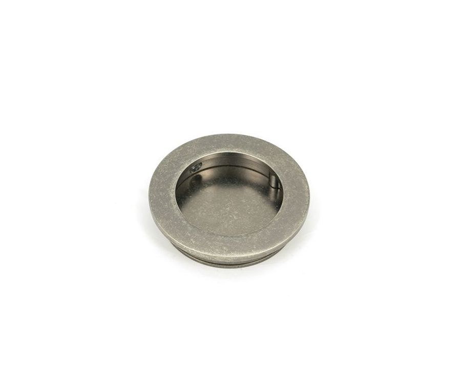 Pewter 60mm Plain Round Flush Pull Handle | 50180