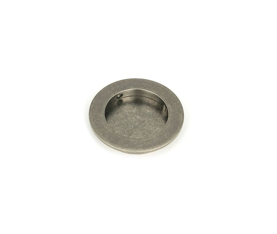 Pewter 75mm Plain Round Flush Pull Handle | 50181