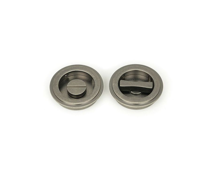 Pewter 60mm Art Deco Round Flush Pull Handle - Privacy | 50182