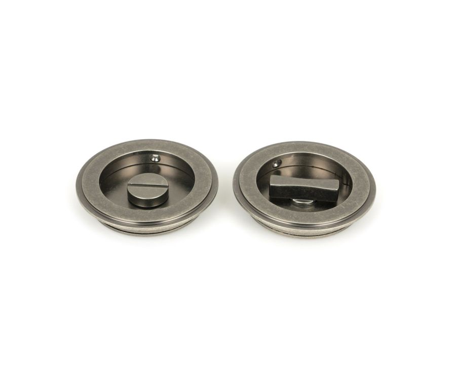 Pewter 75mm Art Deco Round Flush Pull Handle - Privacy | 50183