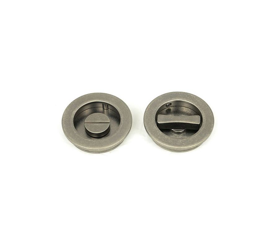 Pewter 60mm Plain Round Flush Pull Handle - Privacy | 50184