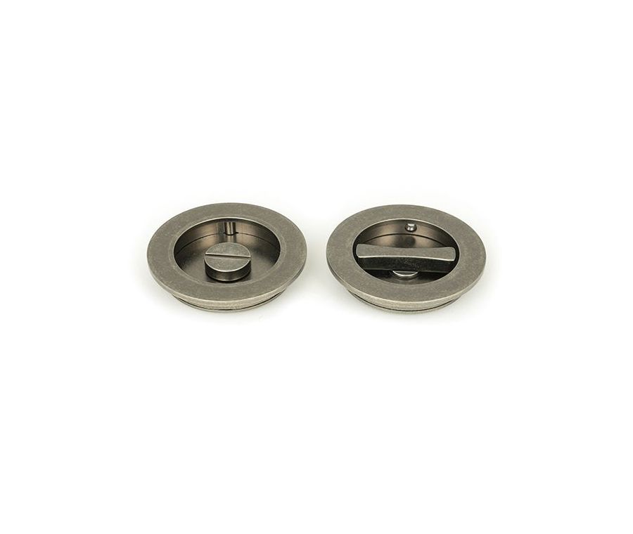 Pewter 75mm Plain Round Flush Pull Handle - Privacy | 50185