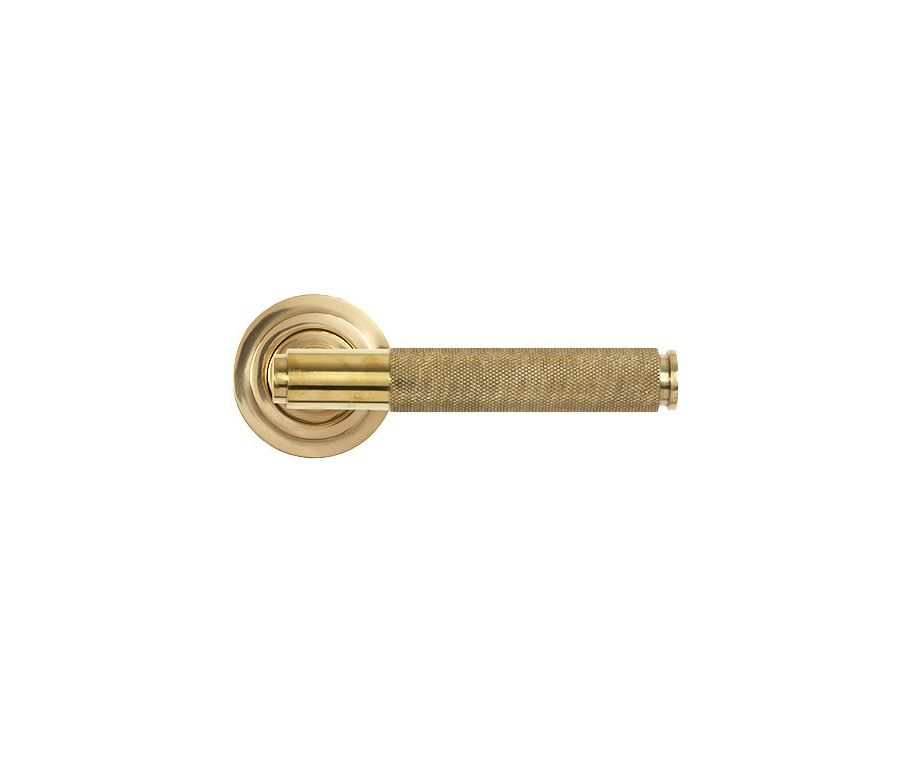 Set Polished Brass Brompton Lever on Art Deco rose | 50607 | 50608