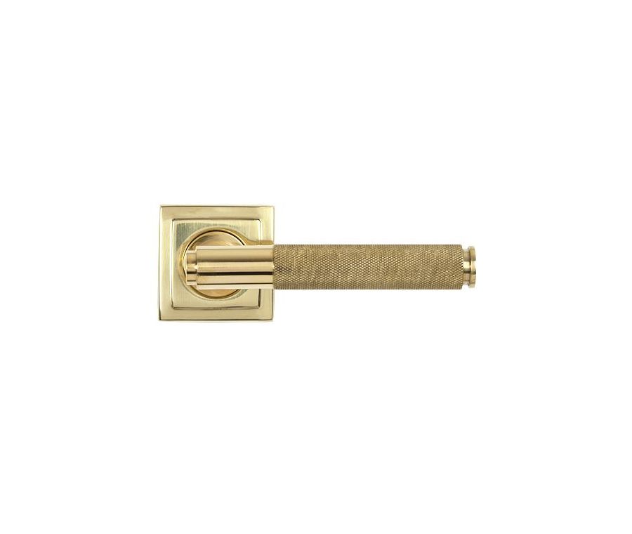Set Polished Brass Brompton Lever on Square rose | 50611 | 50612