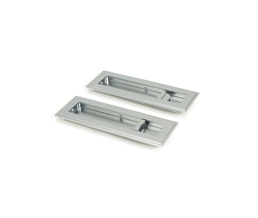 Satin Chrome 175mm Art Deco Rectangular Flush Pull - Privacy | 50640