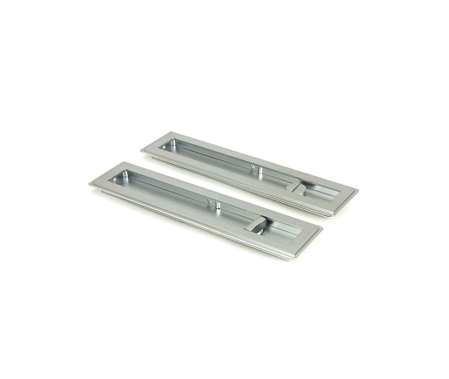 Satin Chrome 250mm Art Deco Rectangular Flush Pull - Privacy | 50641