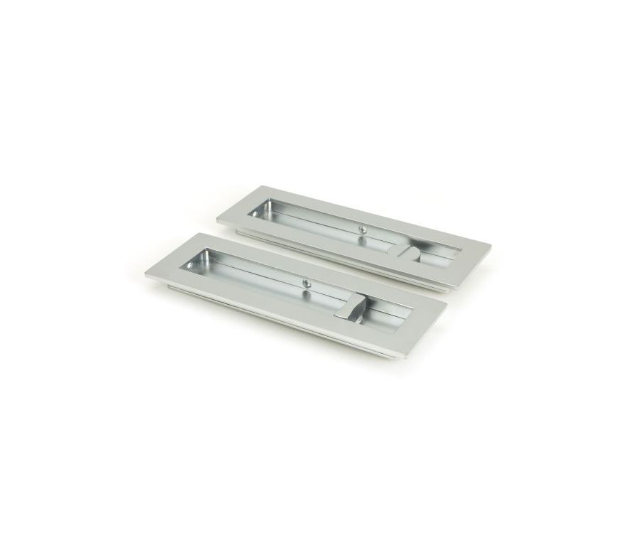 Satin Chrome 175mm Plain Rectangular Flush Pull - Privacy | 50642
