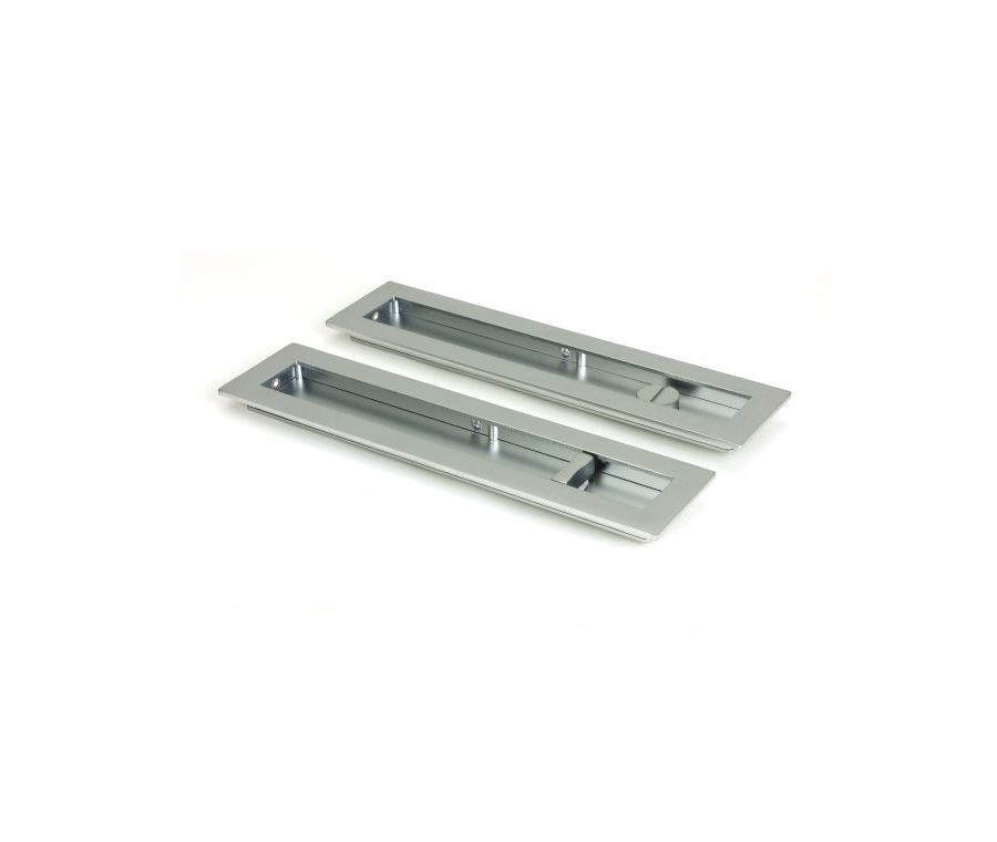 Satin Chrome 250mm Plain Rectangular Flush Pull - Privacy | 50643