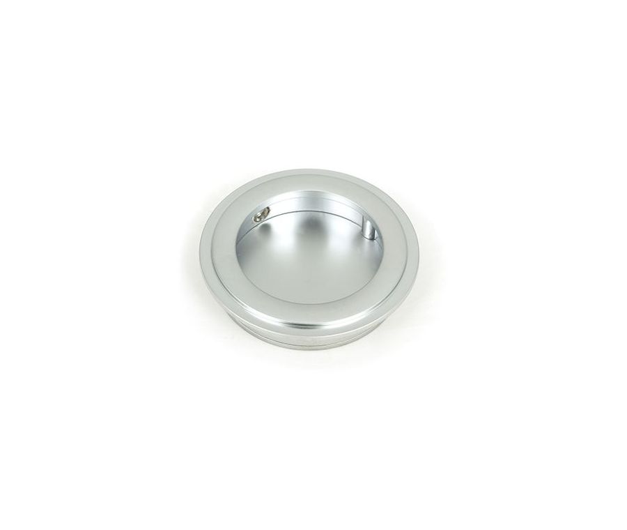 Satin Chrome 60mm Art Deco Round Flush Pull Handle | 50644